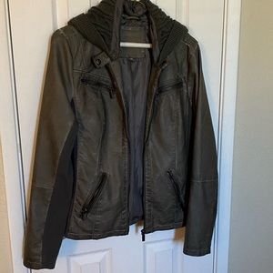 Dark gray faux leather jacket